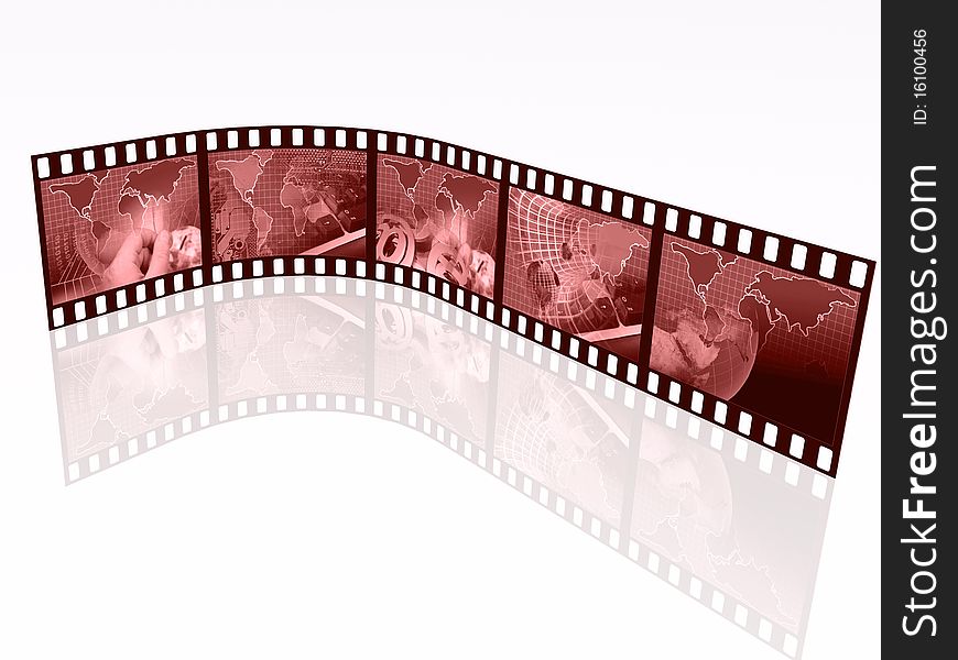 Film rolls with red pictures (communication). Film rolls with red pictures (communication).
