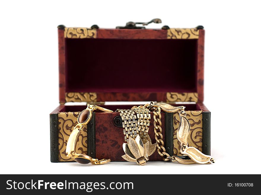 Studio shot of Overflowing Treasure Chest isolated on white