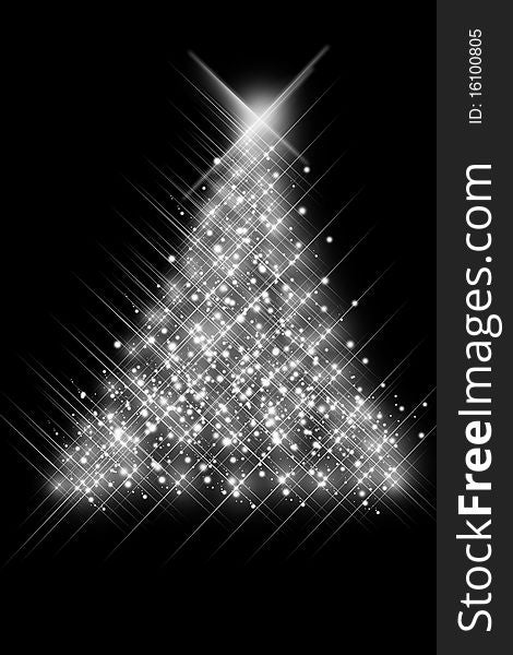 Silhouette of the Christmas tree on a black background