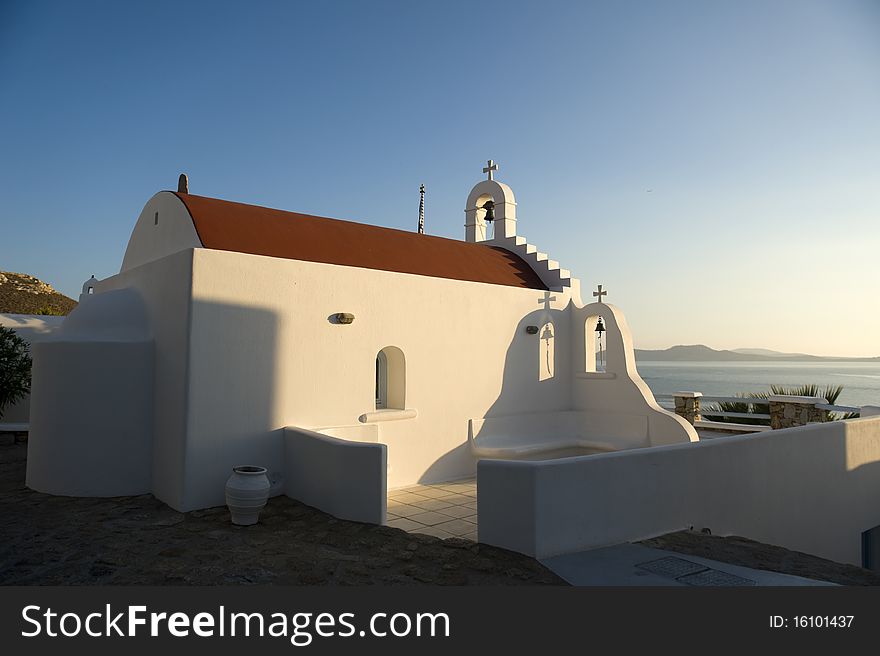 White church on the greek island Mykonos