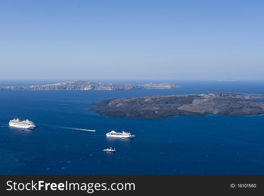 Gorgeous view of romantic Santorini's coast. Greece.