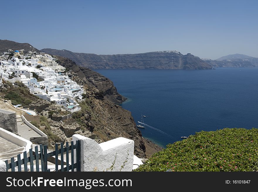 Gorgeous view of romantic Santorini's coast. Greece.