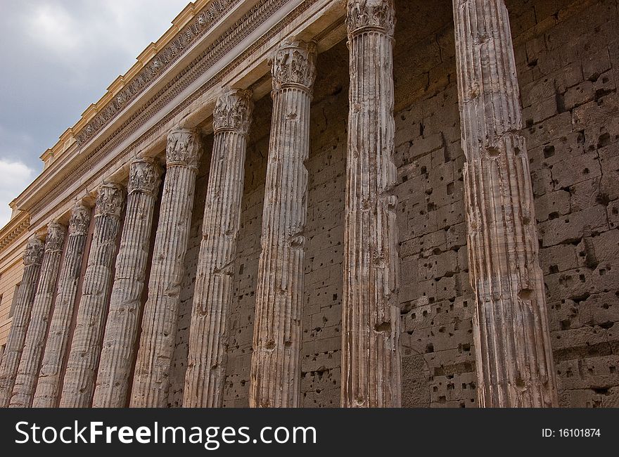 Roman ruins and columns in Rome. Roman ruins and columns in Rome