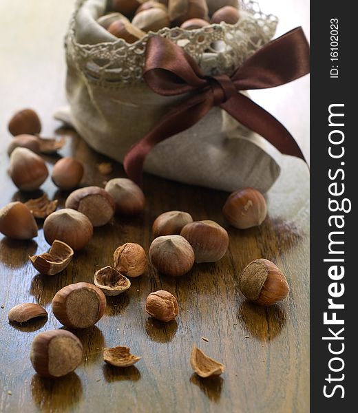 Natural hazelnuts ready to eat.