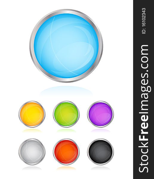 Collection of glossy buttons in various colors