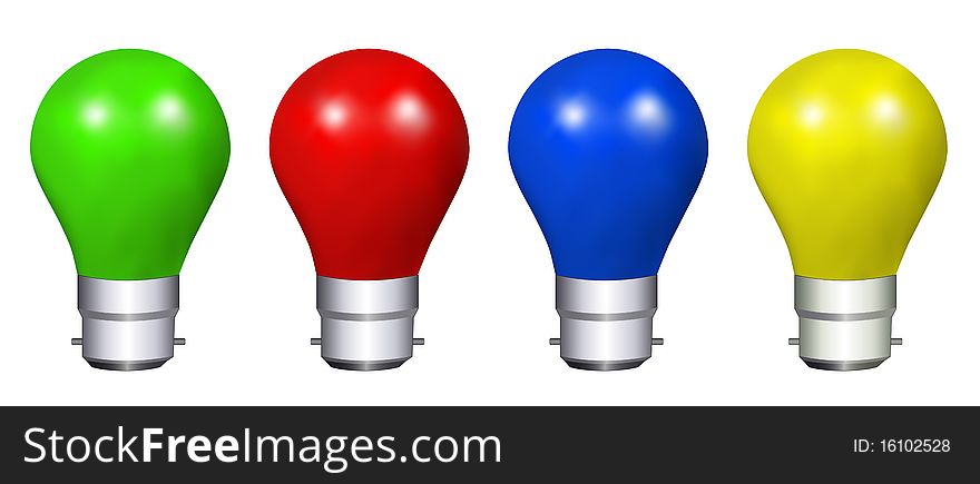 Color bulbs in white background