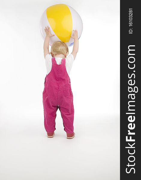 Kid with ball, on white background. Kid with ball, on white background.