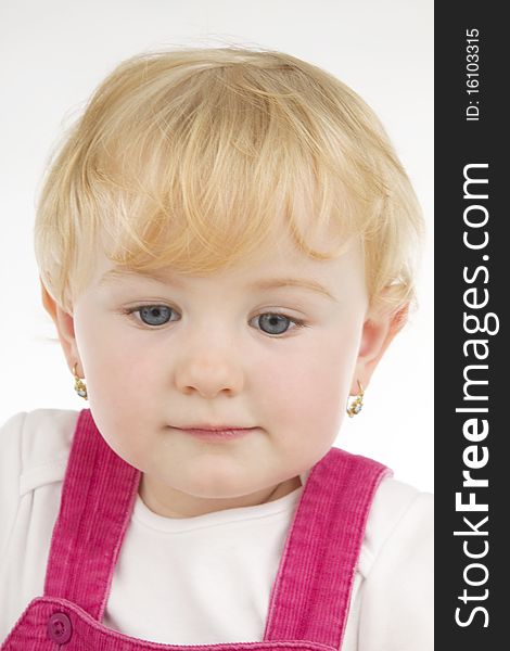 Portrait kid, and white background. Portrait kid, and white background.