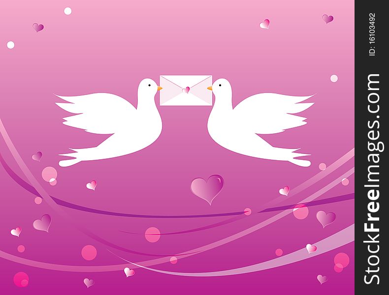 Abstract valentine vector background with doves. Abstract valentine vector background with doves