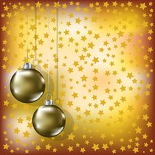 Christmas Golden Balls And Stars Yellow Background Royalty Free Stock Photography Christmas Golden Balls And Stars Yellow Background Royalty Free Stock Photography