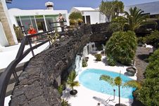 Swimming Pool In Natural Volcanic Rock Area Stock Images