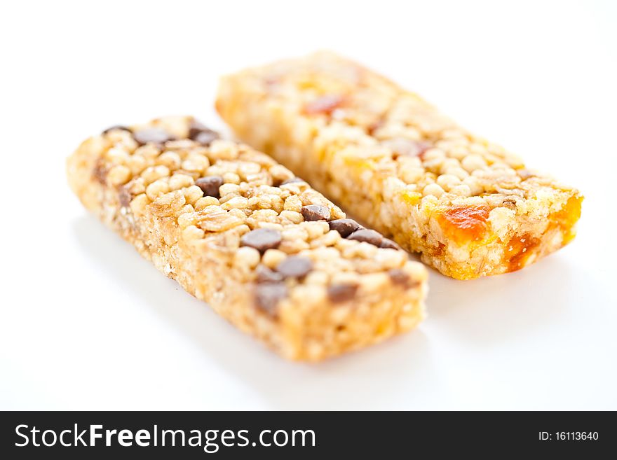 Tasty and soft cereal bars with chocolate. Tasty and soft cereal bars with chocolate