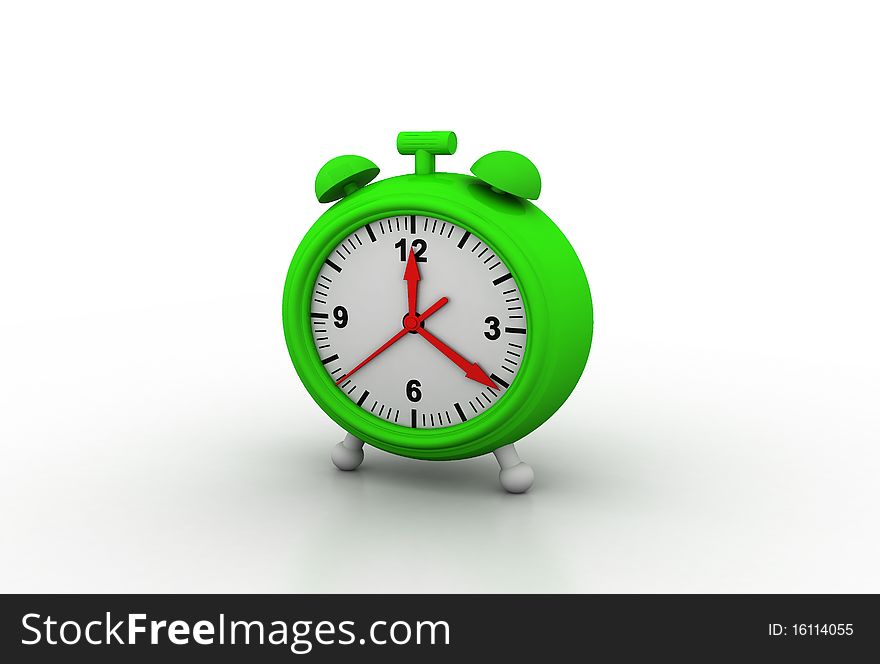 Traditional alarm clocks thrown on a white background