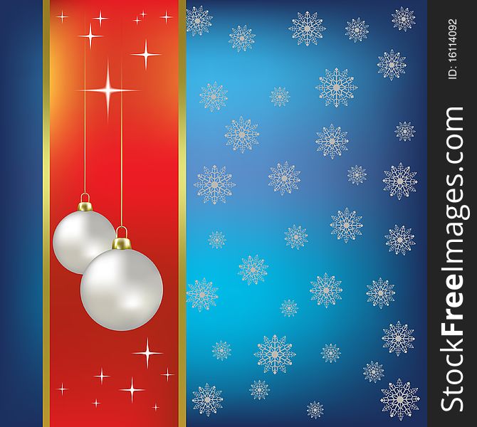 Christmas background nacreous balls and snowflakes. Christmas background nacreous balls and snowflakes