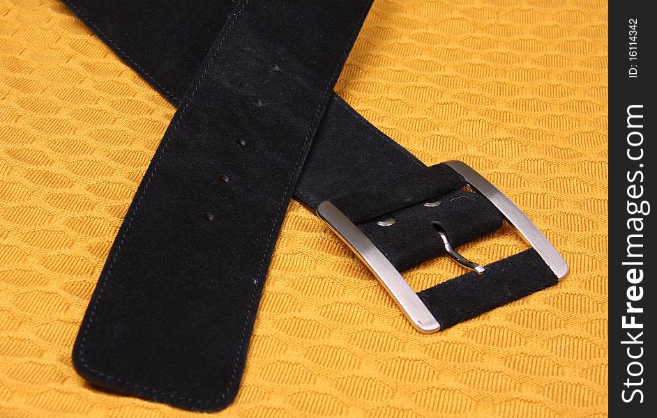 Female velvet belt with a metal buckle. Female velvet belt with a metal buckle