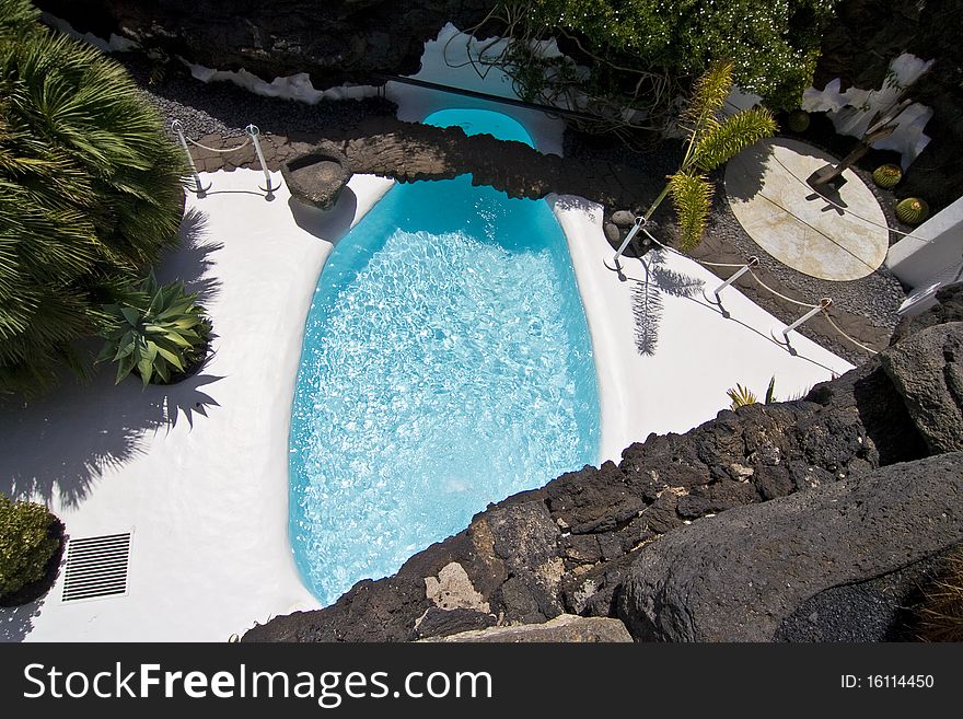 Swimming pool in natural volcanic rock area