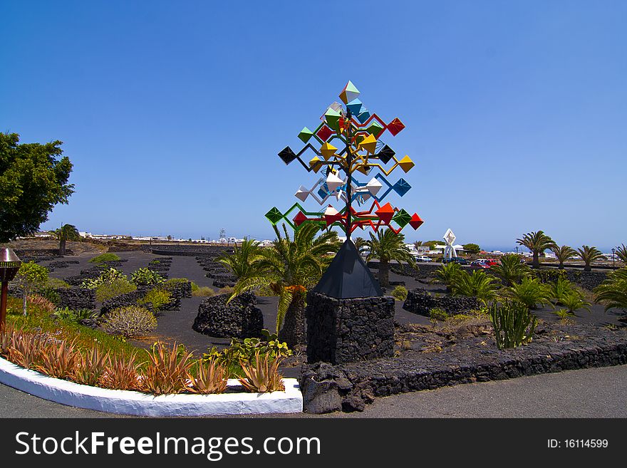 Entrance and sculpure in volcanic area