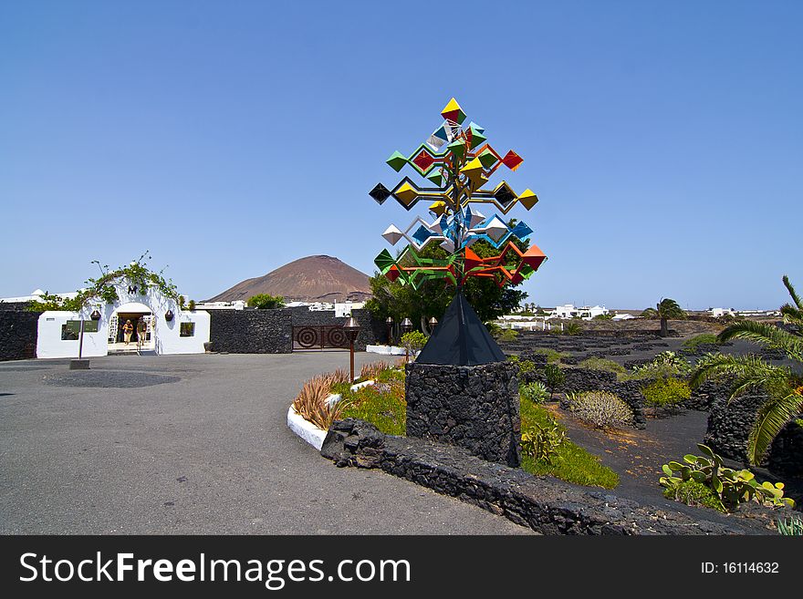 Entrance and sculpure, Lanzarote,Spain. Entrance and sculpure, Lanzarote,Spain