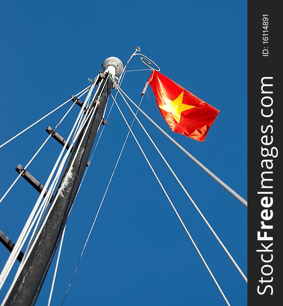 Sailing Ship Mast With Vietnamse Flag