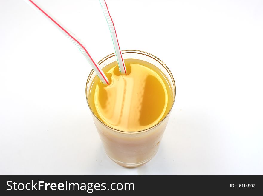 Orange juice on a white background