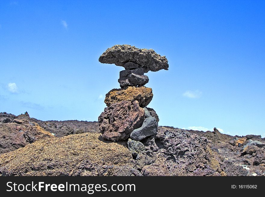 Stones in the volcanic area of Timanfaya. Stones in the volcanic area of Timanfaya