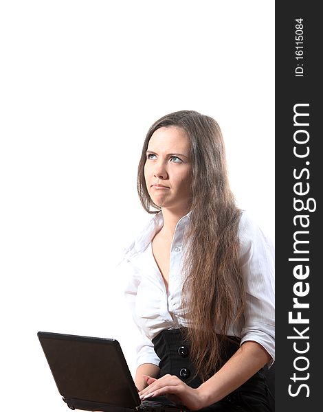 Young businesswoman work on notebook