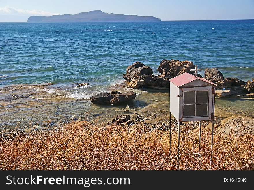 Roadside shrine on the seaside of Crete