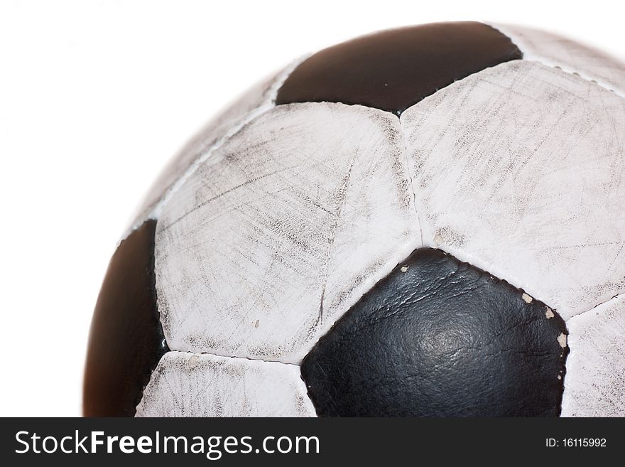 A used soccer ball over white background. A used soccer ball over white background.