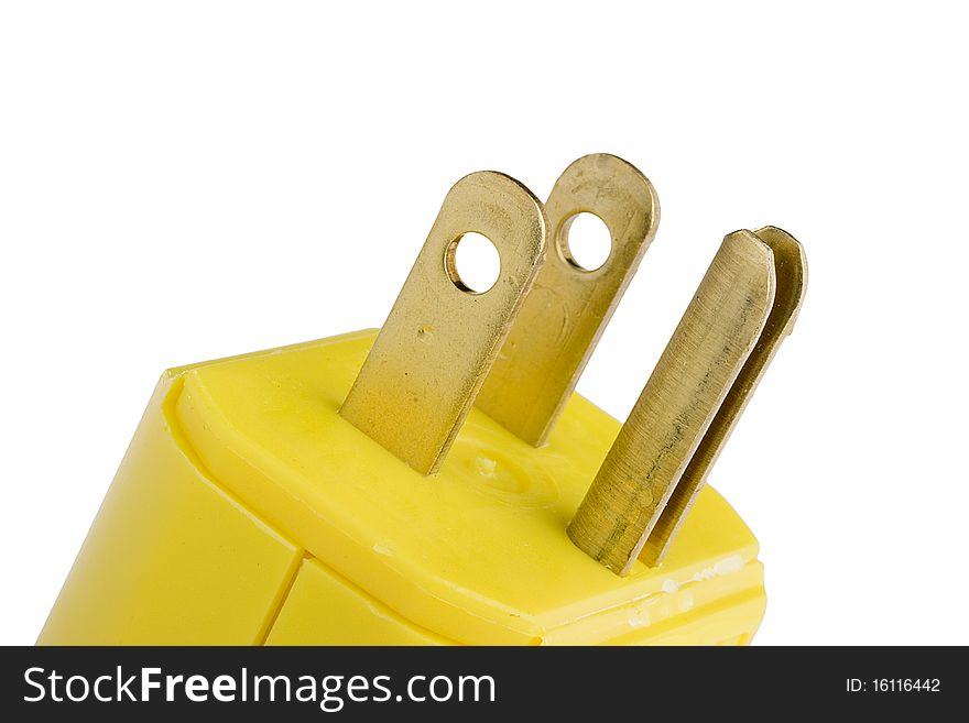 Yellow plug isolated on a white background.