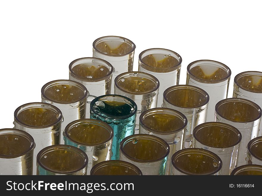 Set of test tubes on a white background.