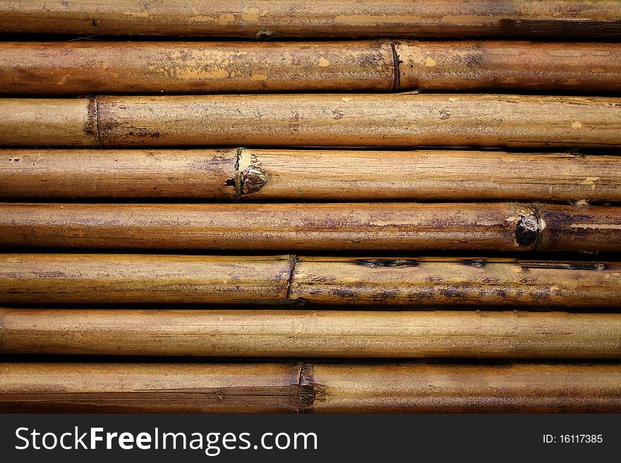 Lines of bamboo fence