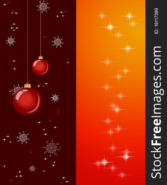 Christmas background with baubles and lights