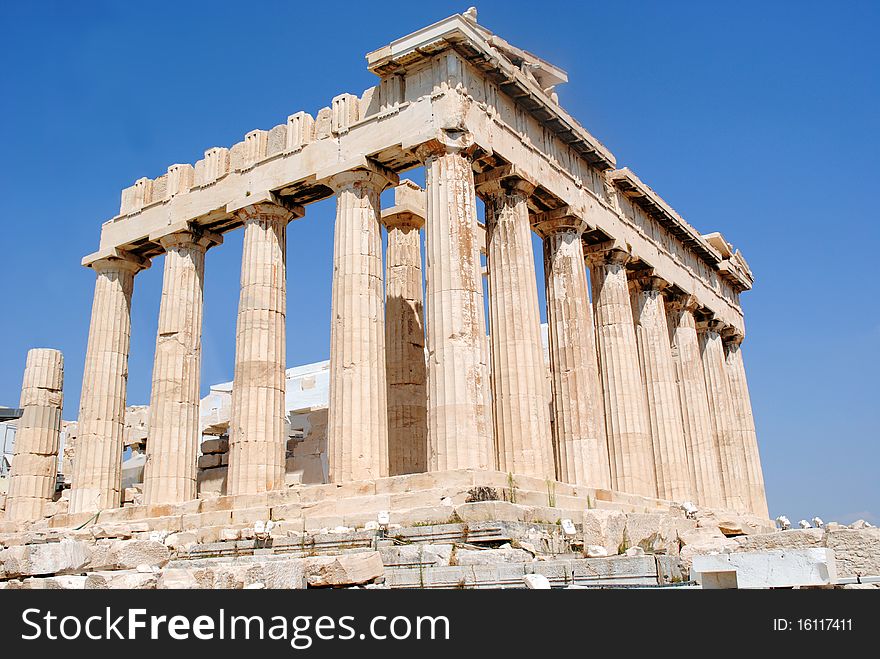 A side back close up view of Parthenon early morning in Athens, Greece. A side back close up view of Parthenon early morning in Athens, Greece