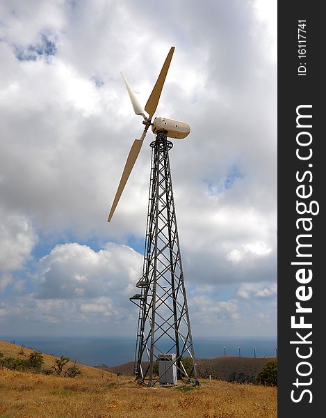 Wind turbines farm in east to Crimea