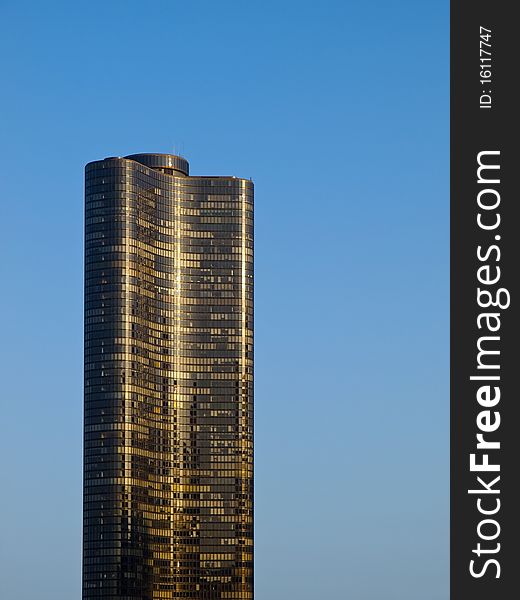 Big Tower in Chicago isolated on blue