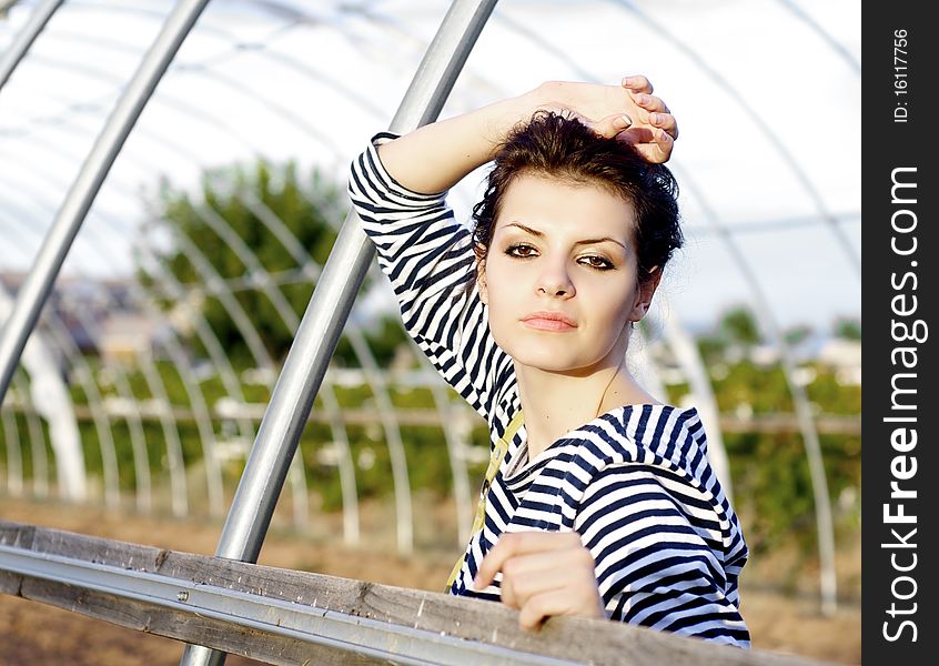 Face of beautiful young teenager posing outdoors