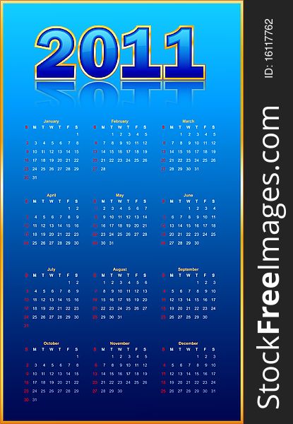 Calendar On A Blue Background