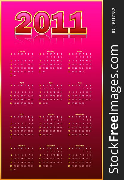 Calendar On A Red Background.