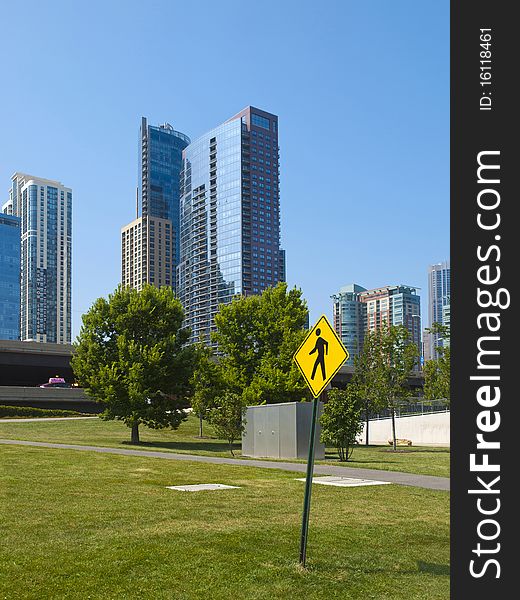 Pedestrian Sign in Chicago, illinois, USA