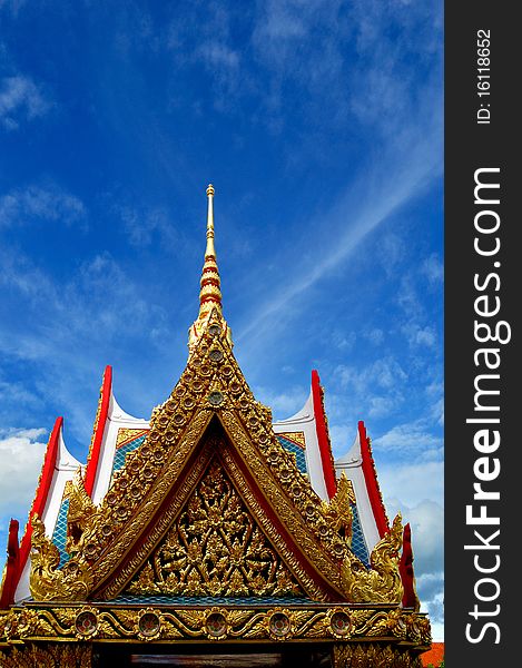 Golden Pavilion roof at Wat Chong Lom, Ratchaburi, Thailand