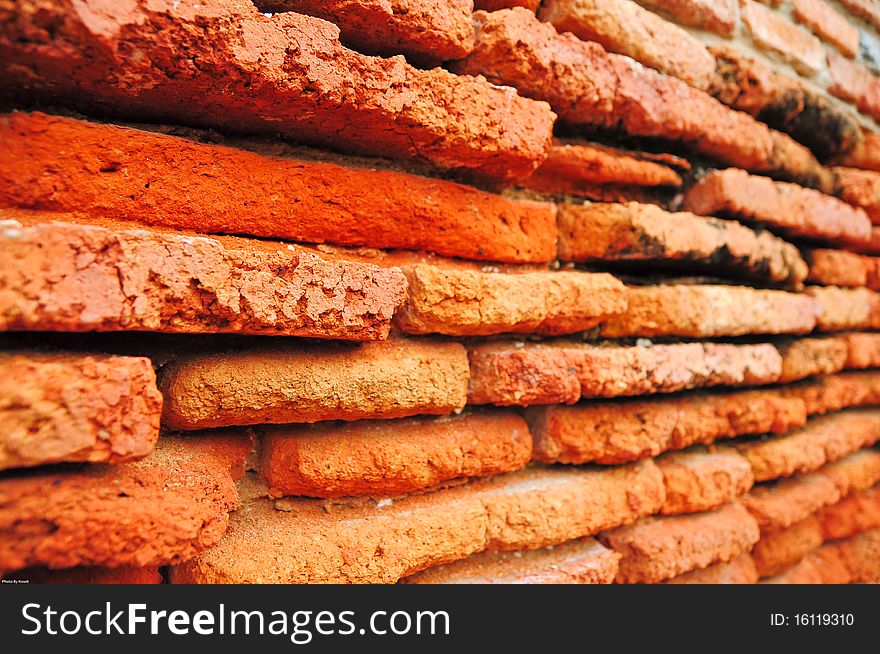 Old Brick Wall at Ayutthaya Thailand