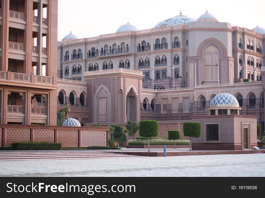 Emirates Palace Hotel in the evening. Abu Dhabi. Emirates Palace Hotel in the evening. Abu Dhabi