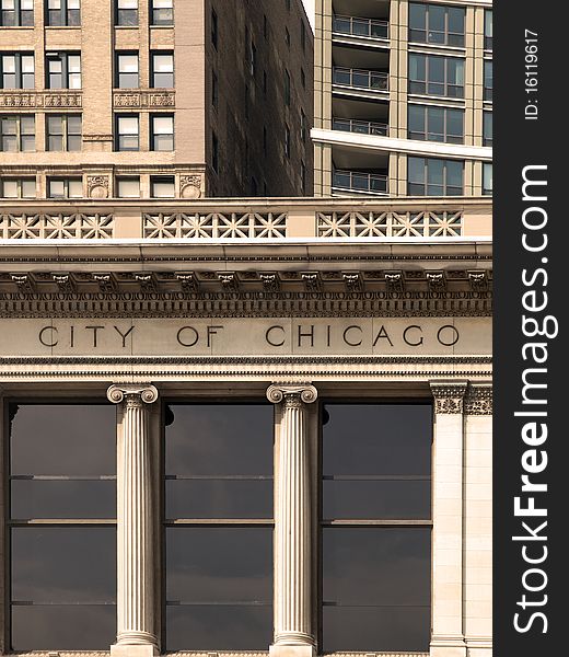 City of Chicago Lettering in an old building facade