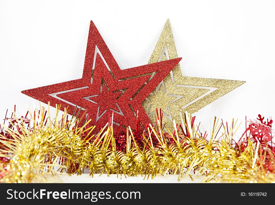 Christmas stars red gold chain