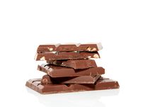 Stack Of Broken Chocolate Bars Royalty Free Stock Photography