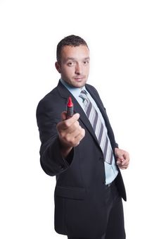 Young Businessman With Red Marker Royalty Free Stock Photo Young Businessman With Red Marker Royalty Free Stock Photo