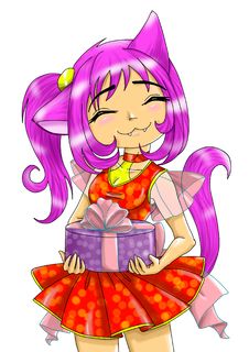 The Girl-neko With A Gift Stock Images The Girl-neko With A Gift Stock Images