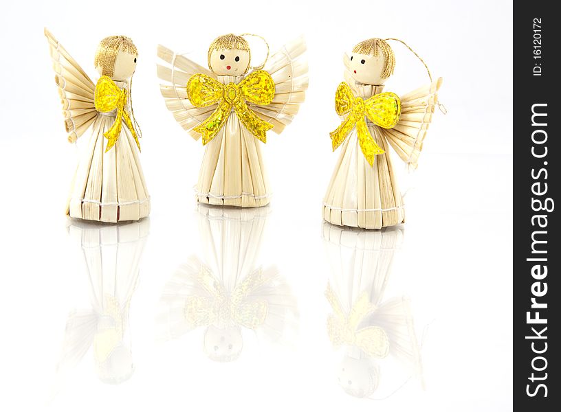 Christmas straw decoration gold angels