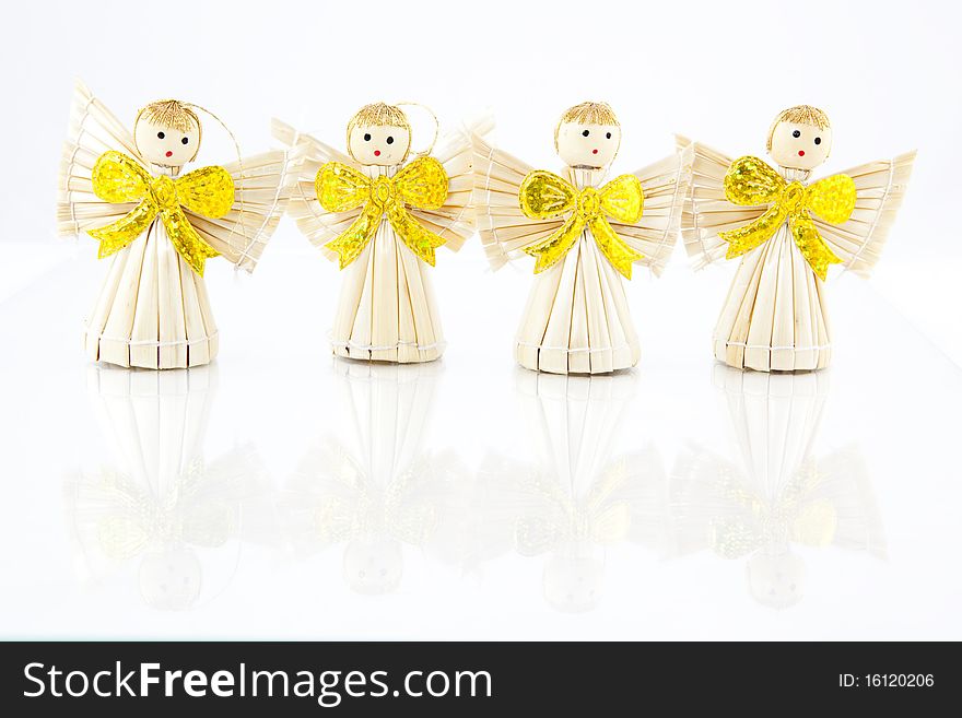 Christmas straw decoration gold angels