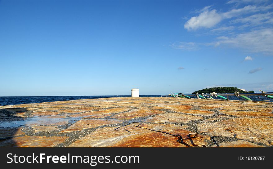 STONE pier for boats and yachts, Croatia, Porec